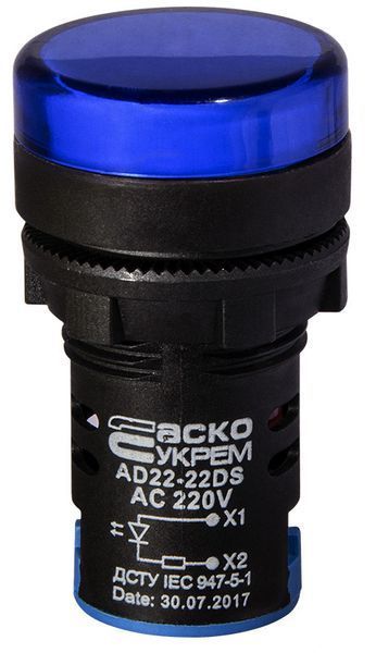 Сигнальная арматура AD22-22DS синяя 220V АC A0140030152 для световой индикации состояния электрических кругов A0140030152 фото
