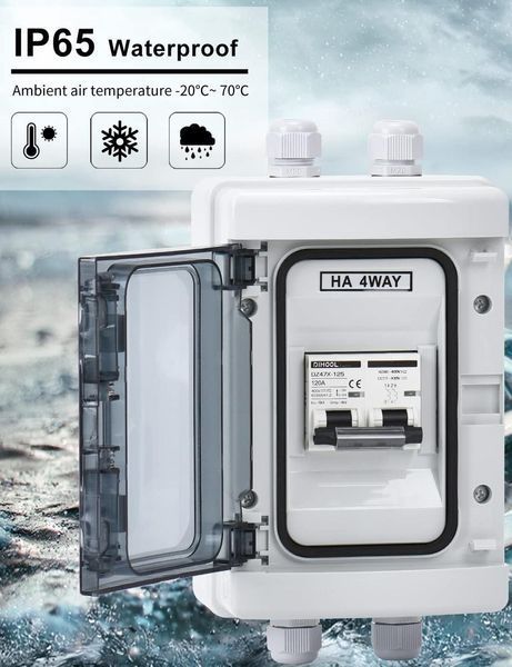 Шафа захисту від перенапруги 2Р/120A DC12V-400V 6кA PV 6кA IP65 DIHOOL 2Р/120A DC12V-400V фото