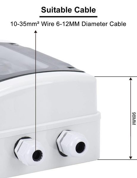 Шафа захисту від перенапруги 2Р/120A DC12V-400V 6кA PV 6кA IP65 DIHOOL 2Р/120A DC12V-400V фото