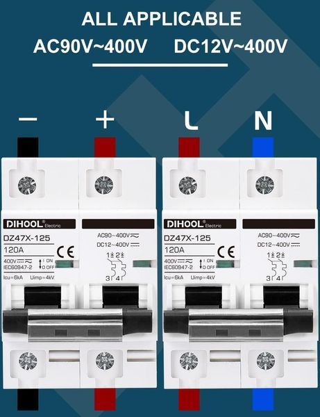 Шафа захисту від перенапруги 2Р/120A DC12V-400V 6кA PV 6кA IP65 DIHOOL 2Р/120A DC12V-400V фото