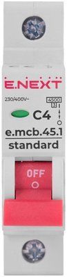 Модульный автоматический выключатель e.mcb.stand.45.1.C 4, 1р, 4А, C, 4,5 кА Е.NEXT s002004 s002004 фото