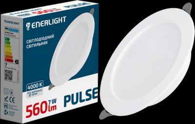 Cвітильник стельовий світлодіодний ENERLIGHT PULSE 7Вт 4000К PULSE7SMD90N для основного освітлення житлових, офісних приміщень PULSE7SMD90N фото