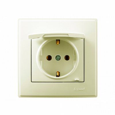 Розетка с/з с крышкой LESYA крем тм Lezard 705-0303-123B подключения электрических приборов в помещениях 705-0303-123B фото