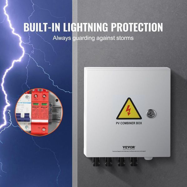 Розподільний щит металевий з блоком захисту 4 Streng PV 40кА 15A 500V IP65 VEVOR PV 40кА 15A stal фото