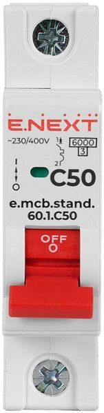 Модульный автоматический выключатель e.mcb.stand.60.1.C50, 1р, 50А, C, 6кА s002113 фото