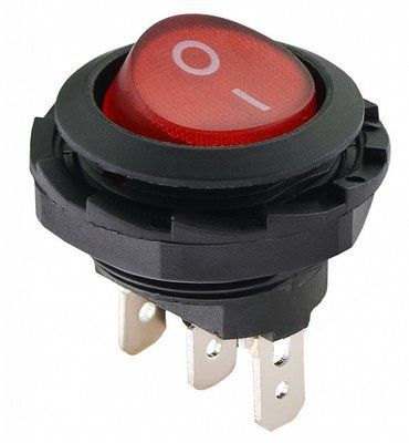Переключатель 1 клавишный KCD1-7-101NY R/B 220V круглый красный с подсветкой АСКО-УКРЕМ A0140040136 A0140040136 фото