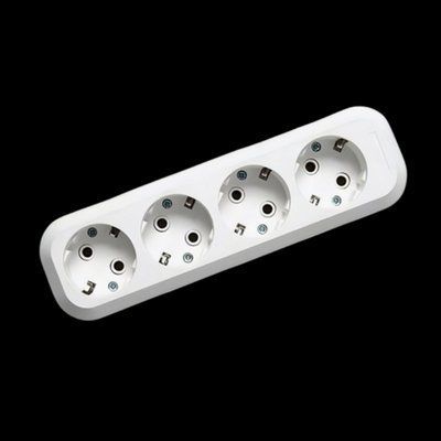 Розетка зовнішня ENERLIGHT 4-місна із заземленням 16А ІР20 15РЗ-4-16-IP20-G для підключення приладів до електричної мережі 15РЗ-4-16-IP20-G фото