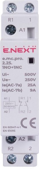 Модульний контактор E.NEXT e.mc.pro.2.25.1NO+1NC, 2P, 25 А, 1NO+1NC, 220 В, p005220 p005220 фото