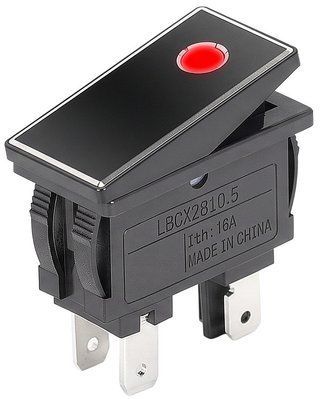 KCD3-M1-201EN-BB Перемикач 1 кл., алюм. вставка, з червон. підсвіч. 230В,15А A0140010307 для ручного керування електричними колами A0140010307 фото