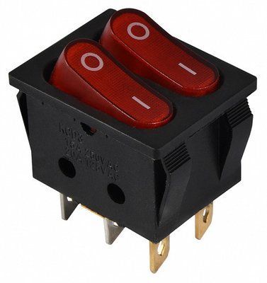 Переключатель 2 клавишный KCD2-5-2101N R/B 220V красный с подсветкой АСКО-УКРЕМ A0140040117 A0140040117 фото