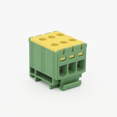 Клема силова ввідна потрійна UTB 1,5-16, жовто-зелений TAKEL 501144 для підключення силових провідників 501144 фото