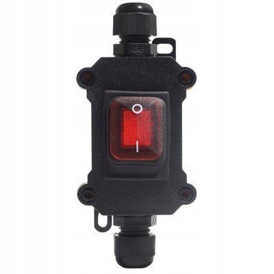 Выключатель KCD4-201N красный 30А 12 - 24V I-O в герметичном корпусе с PG9 117х53х40мм IP65 ZES019 red 30А 12 - 24V фото