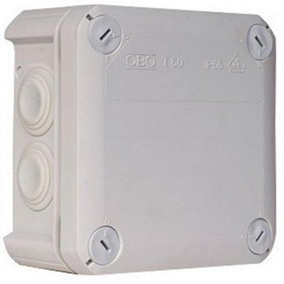 Коробка распределительная Obo BettermT 60, 114х114х57, IP 66, светло‑серая, с кабельными вводи 2007061 E.NEXT 2007061 фото