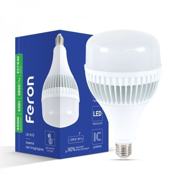 Лампа світлодіодна LB-653 230V 65W 5850Lm E27-E40 6500K FERON 8045 для освітлення великих приміщень і просторі 8045 фото