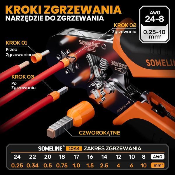 Набор Клещи обжим квадрат с наконечниками 18 типов 0,25 мм&sup2; - 10 мм&sup2; SOMELINE&reg; 10А4/18 фото