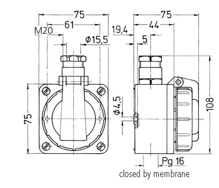 Розетка настінна SCHUKO MENNEKES 16A 2p+E 230V IP68 синя 10863 фото