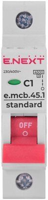 Модульный автоматический выключатель e.mcb.stand.45.1.C 1, 1р, 1А, C, 4,5 кА Е.NEXT s002Е.NEXT s002001 s002001 фото