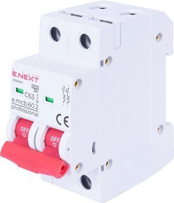 Модульный автоматический выключатель e.mcb.pro.60.2.С 63 new, 2р, 63А, С, 6кА new E.NEXT p042023 p042023 фото