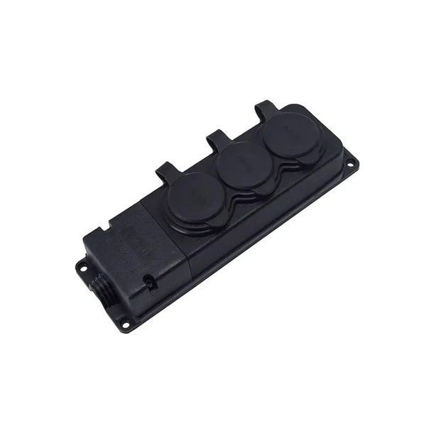 Розетка каучукова тримісна стаціонарна 3KMP 2Р+РЕ 16А IP44 чорна Bylion 403358 фото