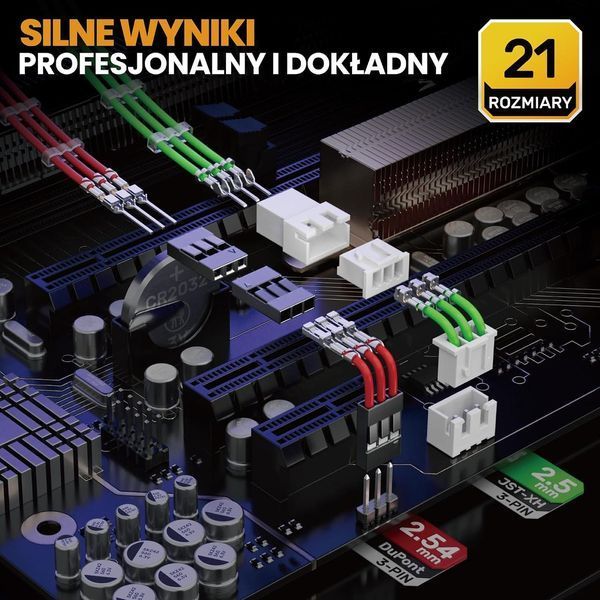 Крімпер обтиску у набірі 21 роз'ємів різних типів JST-XH DP та обтискні штифти 2,54 мм SOMELINE XH-DB21 фото