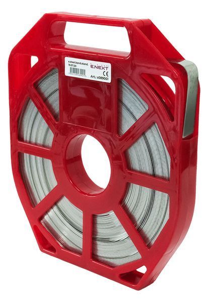 Стальная бандажная лента e.steel.band.stand.19.07.50, 19х0,7мм, 50м s089001 для надежного крепления кабелей s089001 фото