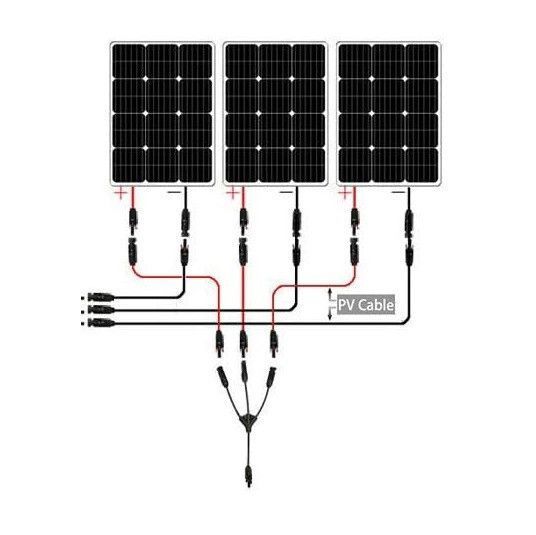 Коннектор-разветвитель тройной для солнечных панелей герметичный MC4 PV 36 см 4 мм2 30А DC1000V MC4 PV 36см фото