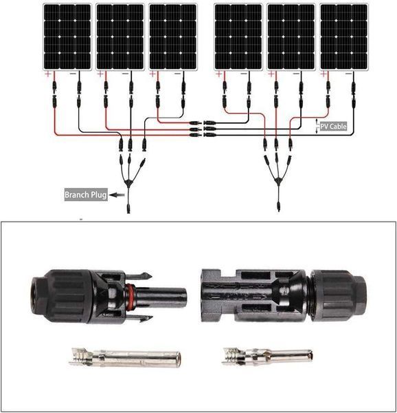 Коннектор-разветвитель тройной для солнечных панелей герметичный MC4 PV 36 см 4 мм2 30А DC1000V MC4 PV 36см фото