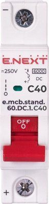 Модульный автоматический выключатель e.mcb.stand.60.DC.1.C40, 1р, 40А, C, 6кА, DC E.NEXT s081010 s081010 фото