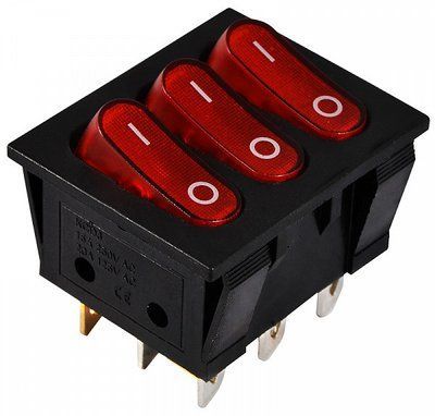 Переключатель 3 клавишный KCD2-3101N R/B 220V красный с подсветкой АСКО-УКРЕМ A0140040120 A0140040120 фото