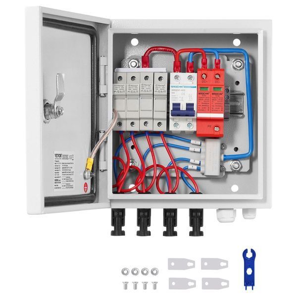 Розподільний щит металевий з блоком захисту 4 Streng PV 40кА 15A 500V IP65 VEVOR 2348180212 фото