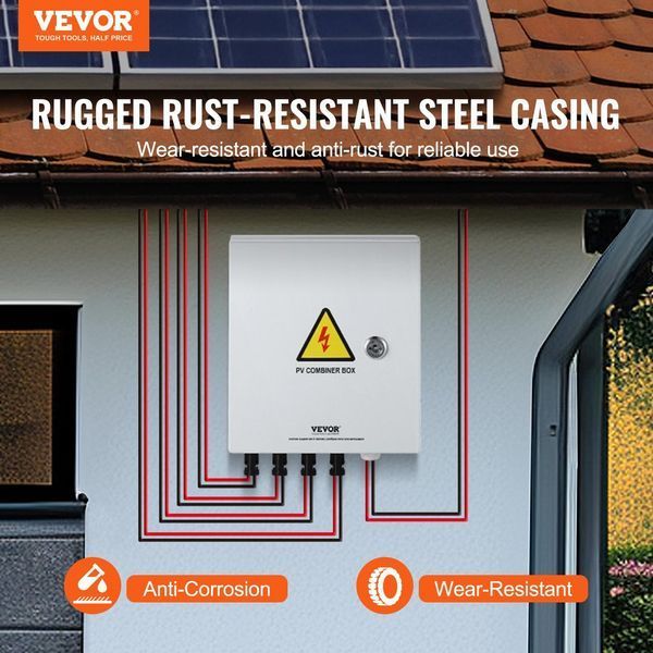 Розподільний щит металевий з блоком захисту 4 Streng PV 40кА 15A 500V IP65 VEVOR 2348180212 фото