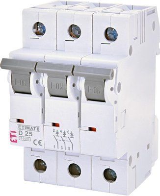 Автоматичний вимикач ETIMAT 6 3p D 25 A (6kA) 2164518 для використання у низьковольтних розподільчих щитках 2164518 фото