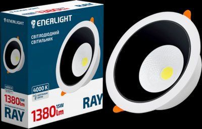 Cветильник потолочный светодиодный ENERLIGHT RAY 15Вт 4000К RAY15COB90N для основного или дополнительного освещения RAY15COB90N фото