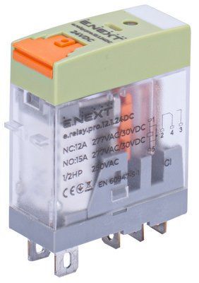 Реле промежуточное e.relay.pro.12.1.24DC, 12А, 1 группа контактов, катушка 24В DC E.NEXT p091002 p091002 фото