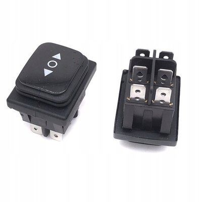 Переключатель перекидной с самовозвратом KCD4-13 черный 16A 250V 6Pin ON-Off-ON водонепроницаемый IP65 KCD4-130FS black 250V фото