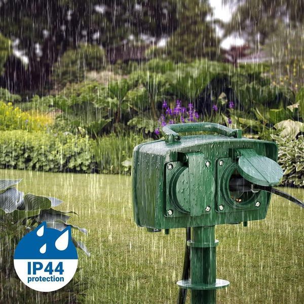 Розетка подвійна із заземленням 16А кабель 1,4 м навантаження 3680 Вт IP44 deleyCON MK4134 фото