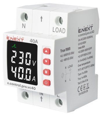 Реле контроля напряжения и тока однофазное 40А e.control.pro.vc40 p0690101 для комплексной защиты однофазных электрических сетей p0690101 фото