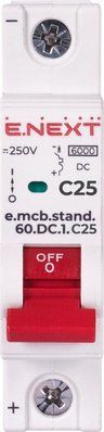Модульный автоматический выключатель e.mcb.stand.60.DC.1.C25, 1р, 25А, C, 6кА, DC E.NEXT s081008 s081008 фото