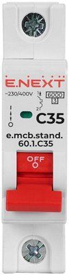 Модульный автоматический выключатель e.mcb.stand.60.1.C35, 1р, 35А, C, 6кА E.NEXT s002161 s002161 фото