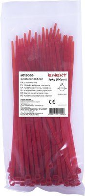 Кабельна стяжка e.ct.stand.400.8.red (100шт), червона s015063 для швидкого та надійного кріплення, фіксації та організації кабелів s015063 фото