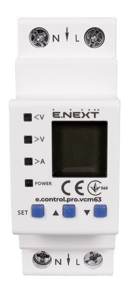 Реле контроля напряжения однофазное 63А с белой индикацией e.control.pro.v63 p0690102 p0690102 фото