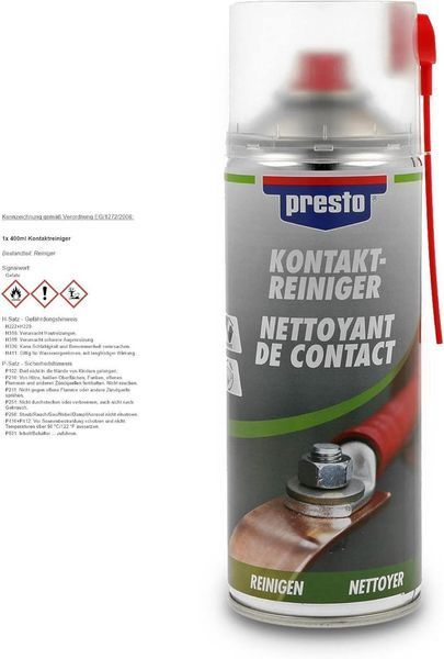 Спрей для чищення електричних контактів Presto Contact Cleaner аерозоль 400 мл очисник електроконтактів 306192 фото