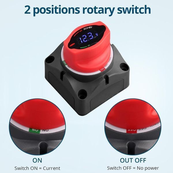 Цифровой переключатель батареи 12V ON-OFF 250 А IP45, главный выключатель аккумулятора 12AM250 фото