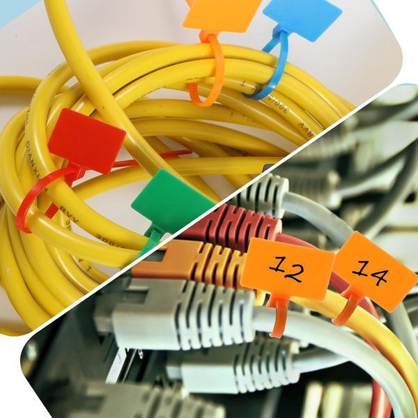 Кабельные стяжки 150x3мм 6 цветов для маркировки упаковка 150шт с белыми этикетками Glarks B07GBQ2QMZ фото