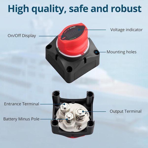 Цифровой переключатель батареи 12V ON-OFF 250 А IP45, главный выключатель аккумулятора 12AM250 фото