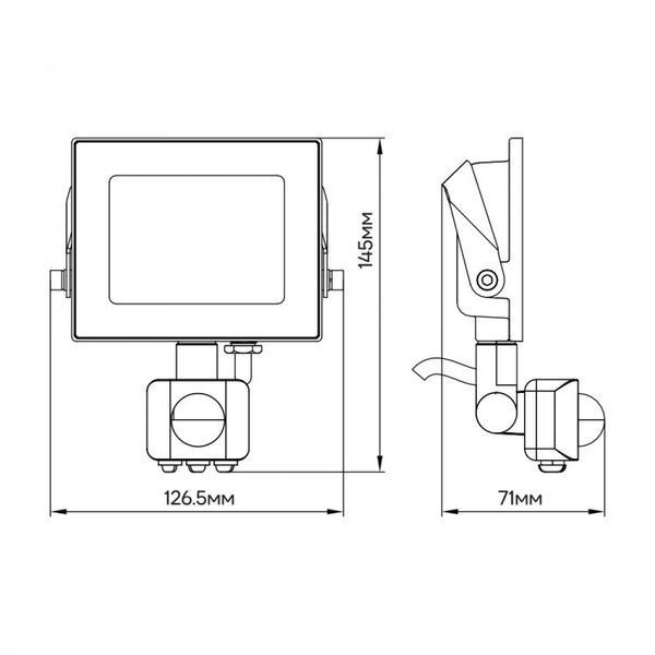 Прожектор з датчиком руху LL-2010ARD 10W 800Lm 6500K (145*126.5*71мм) чорний IP65 ARDERO 7843 7843 фото
