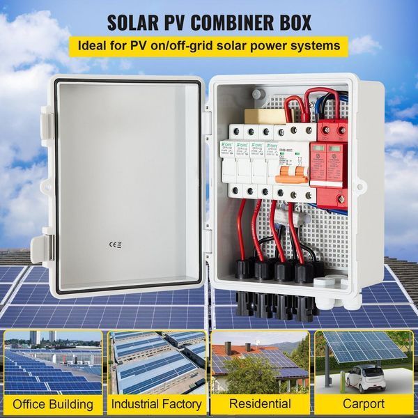Розподільний щит АБС-пластик з блоком захисту 4 Streng PV 40кА 15A 500V IP65 VEVOR PV 40кА 15A ABS фото
