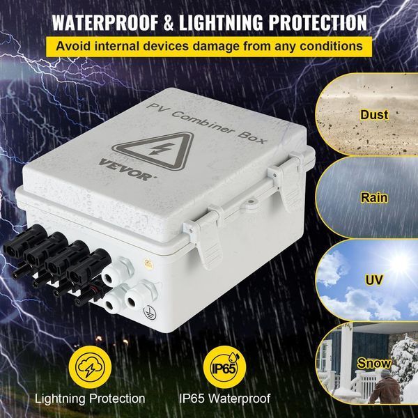 Розподільний щит АБС-пластик з блоком захисту 4 Streng PV 40кА 15A 500V IP65 VEVOR PV 40кА 15A ABS фото
